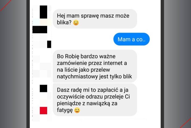 Przykładowa zaczepka, stosowana przez oszustów