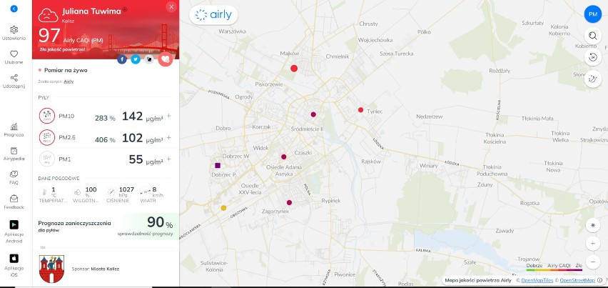 W Kaliszu utrzymuje się niebezpieczny dla zdrowia smog