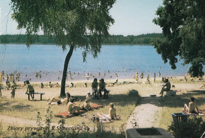 Plaża nad Jeziorem Sławskim z poprzedniego wieku