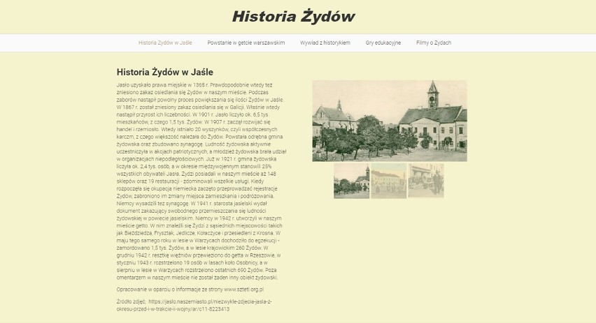 Licealistki przygotowały stronę internetową o jasielskich Żydach i powstaniu w getcie warszawskim