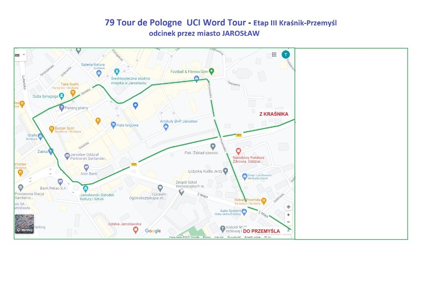 Jarosław i Radymno na trasie trzeciego etapu Tour de Pologne. Którymi ulicami przejadą kolarze? [MAPA]