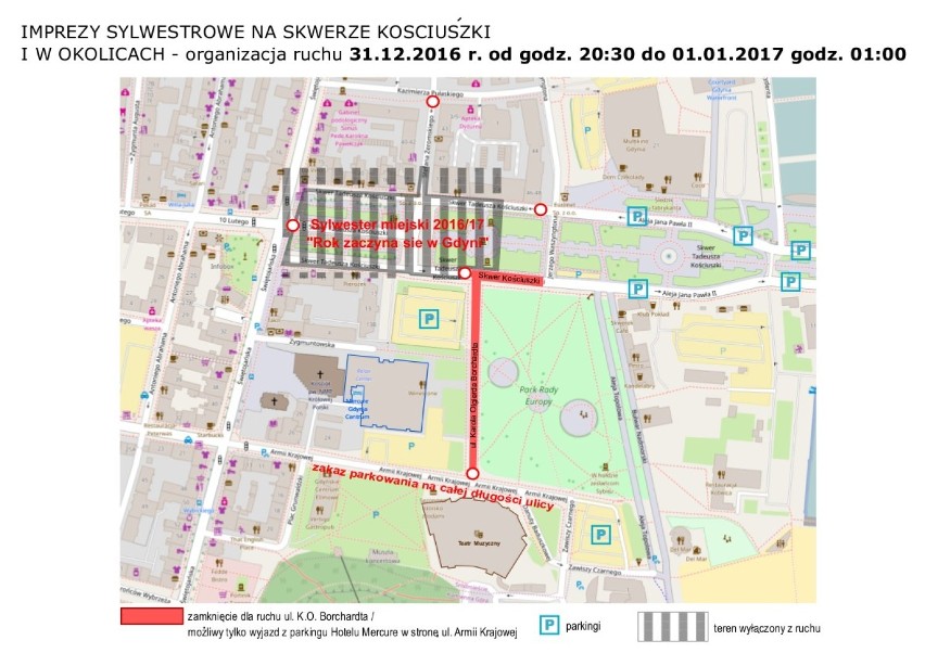 Zmiany w ruchu w Gdyni do 3 stycznia [MAPY] Jak dojechać na Sylwestra?
