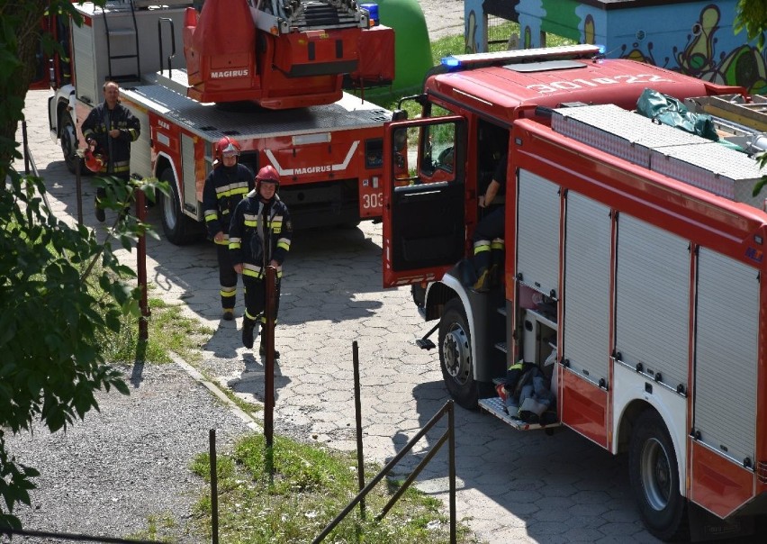 Płonęły drzwi mieszkania! Akcja w niechlubnym wieżowcu przy Młodej 4 w Kielcach [ZDJĘCIA]