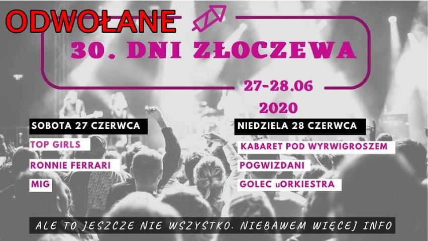 Jubileuszowe 30 Dni Złoczewa przełożone na 2021 rok