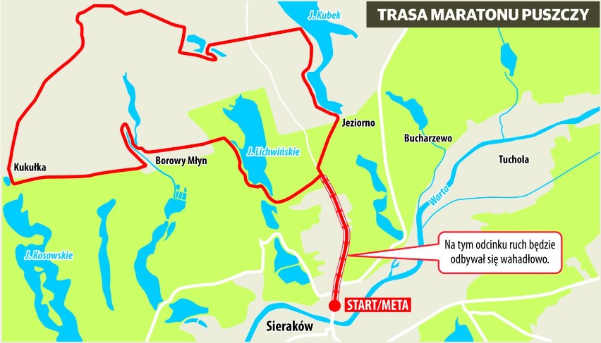 Maraton w Sierakowie - uważajcie na utrudnienia na drogach w...