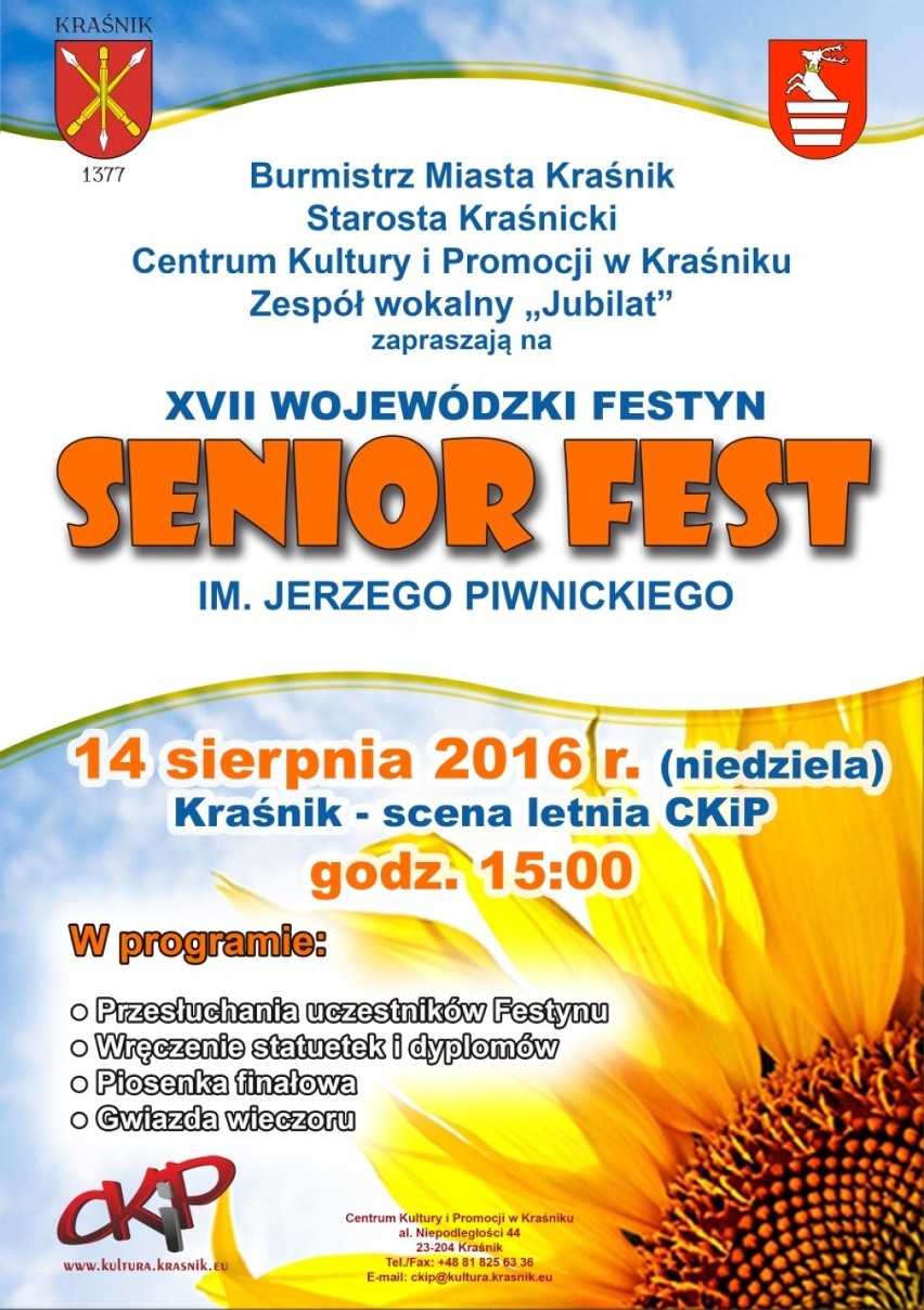 Wojewódzki "Senior Fest" w Kraśniku

W najbliższą niedzielę...