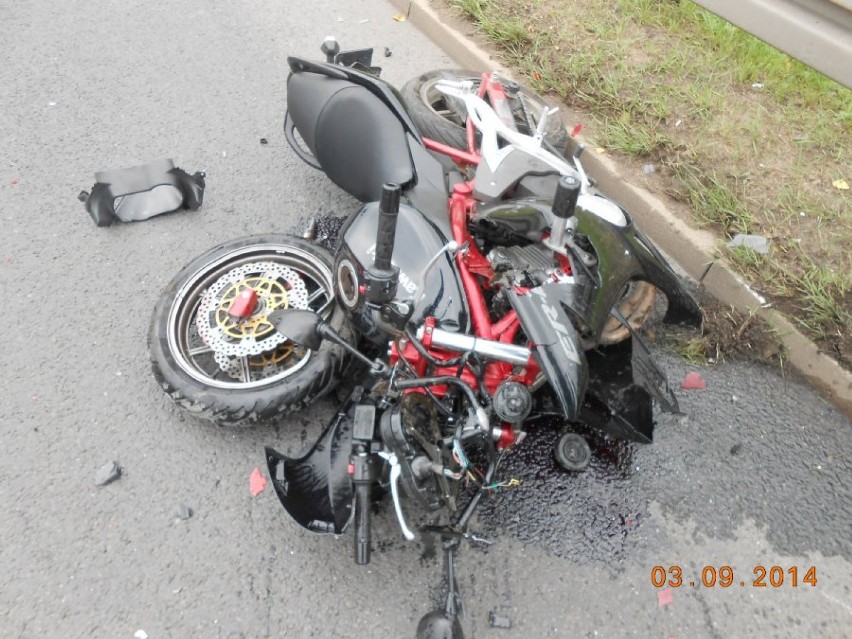 Wypadek motocyklistki w Bytomiu