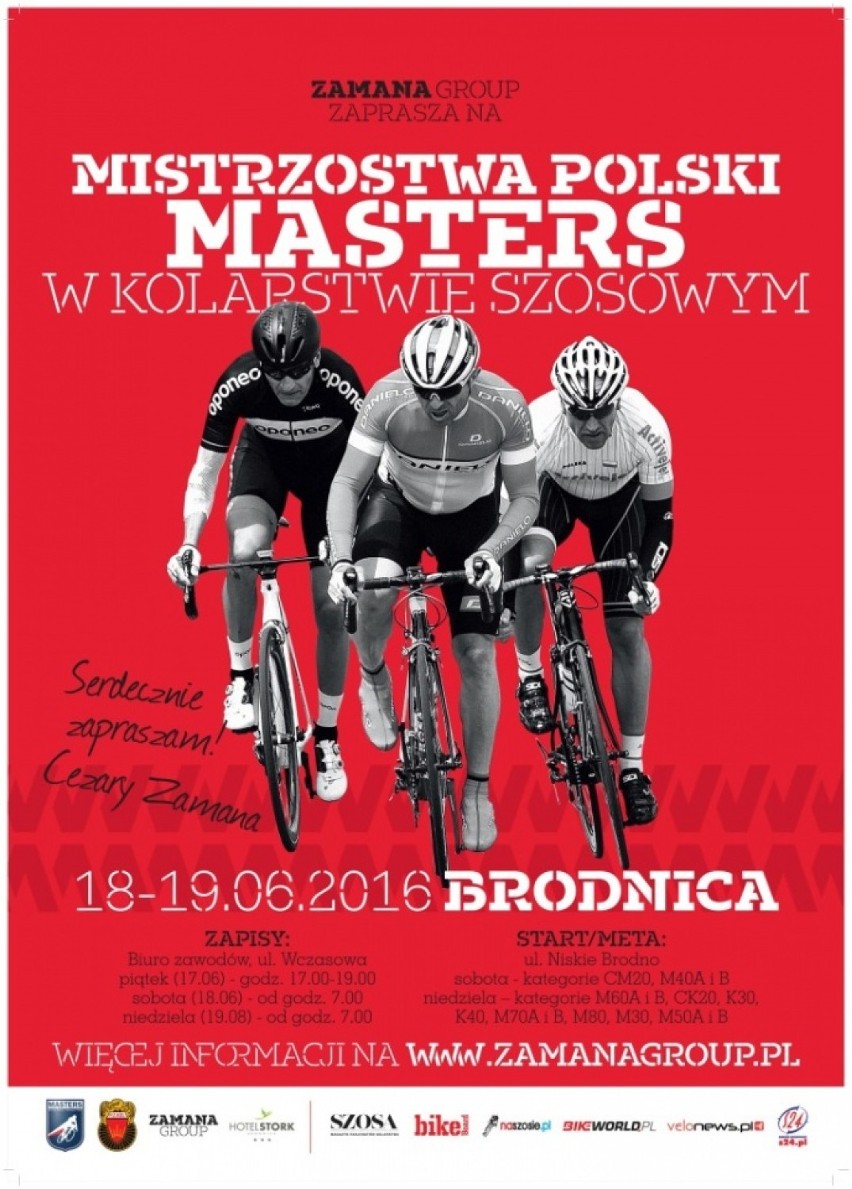 Mistrzostw Polski Masters w kolarstwie szosowym. W Brodnicy zagoszczą kolarze z całej Polski