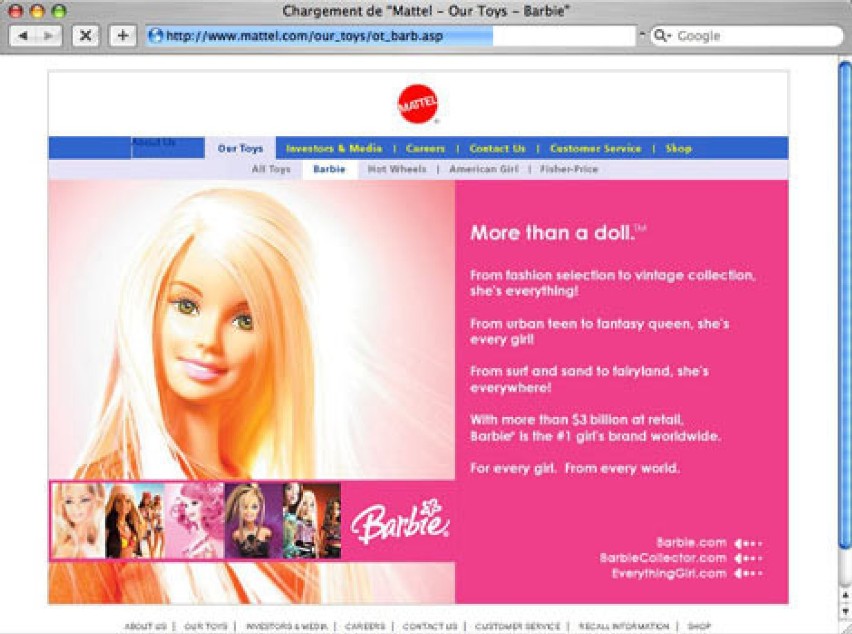screen ze strony www Mattel