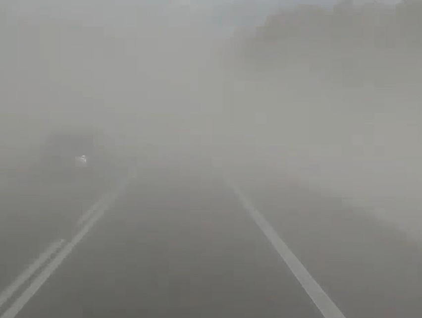 Silny wiatr w powiecie i okolicach. Trasa na Wrocław w ujęciu kierowcy z Wielunia FILMIKI