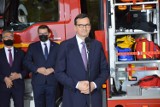 Premier Morawiecki na otwarciu nowej komendy straży pożarnej w Dąbrowie Tarnowskiej