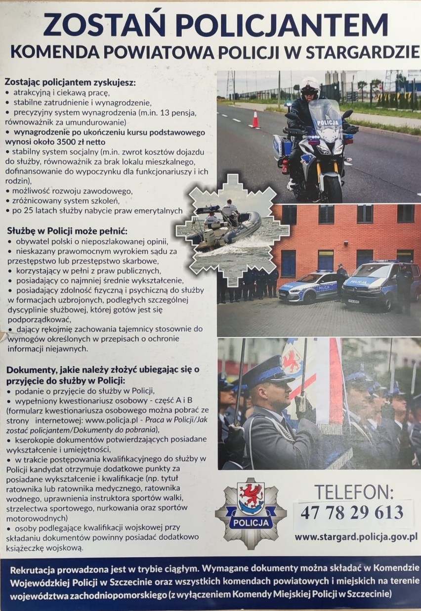 Hej, stargardzki maturzysto! Szukasz ciekawej pracy? Możesz wstąpić do policji!