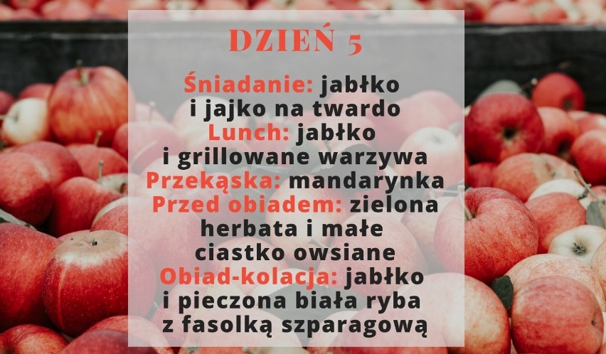 Śniadanie: 1 jabłko i 1 jajko ugotowane na twardo....