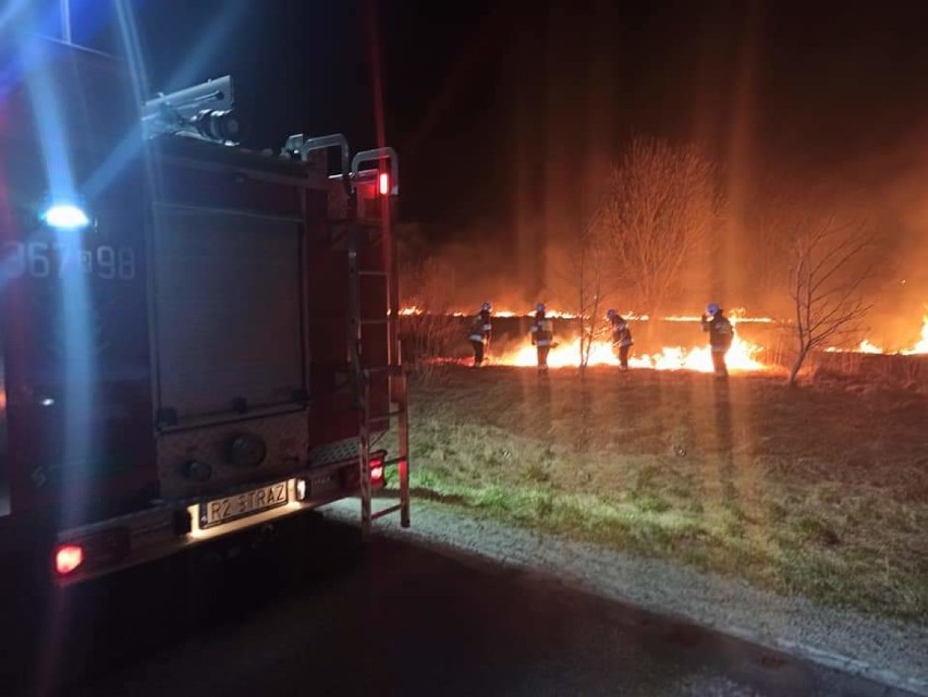 Pożar traw w Kosienicach w powiecie przemyskim. Wyjechali strażacy z OSP Maćkowice