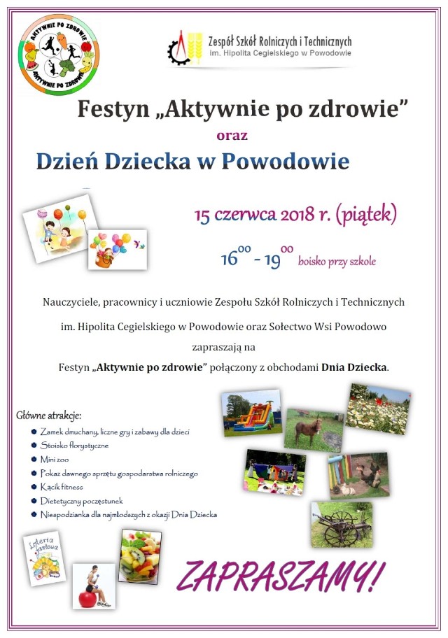 Festyn "Aktywnie po zdrowie" oraz dzień dziecka już w piątek w Powodowie!