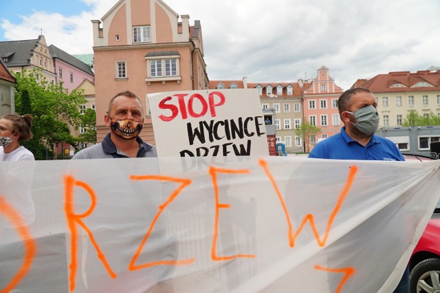 Na placu Kolegiackim zebrało się  kilkadziesiąt osób. Przyszli nie tylko mieszkańcy ulicy Kurlandzkiej, ale także przedstawiciele stowarzyszeń proekologicznych i społecznych. Wszyscy, którym zależy na zieleni w mieście.