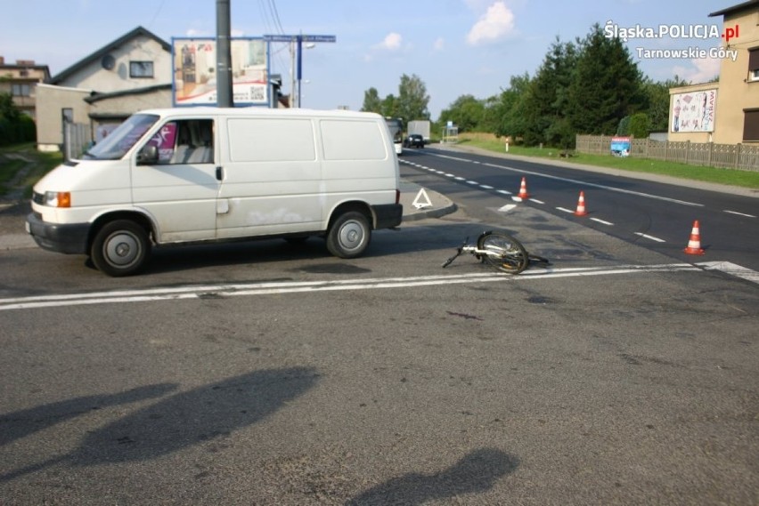Wypadki z udziałem rowerzystów w Tarnowskich Górach. Poszkodowane są dwie osoby ZDJĘCIA