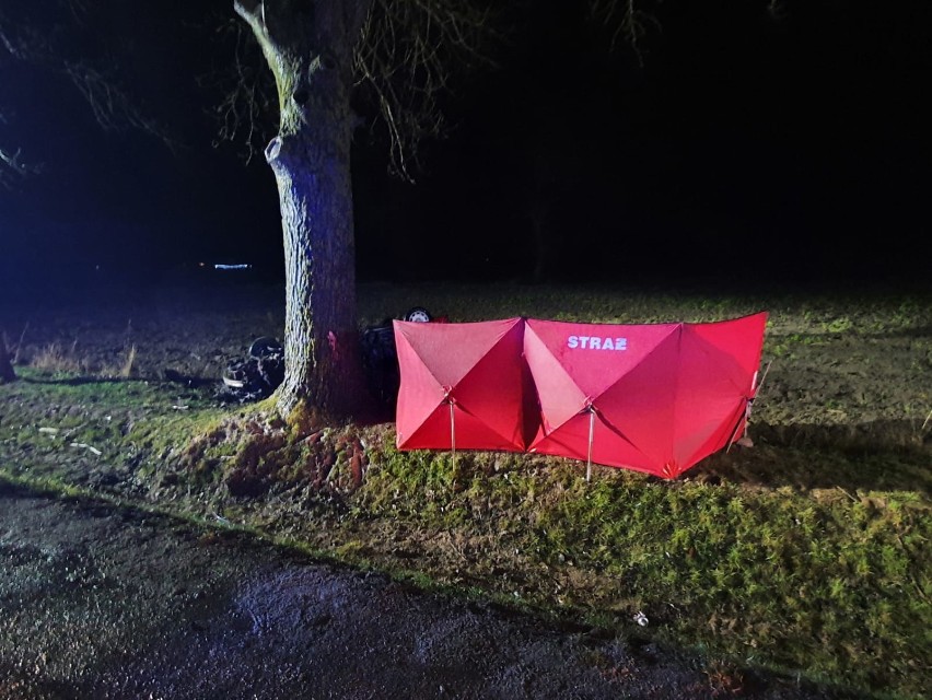 Tragedia na drodze wojewódzkiej pod Borzytuchomiem. Nie żyje dwóch młodych mężczyzn