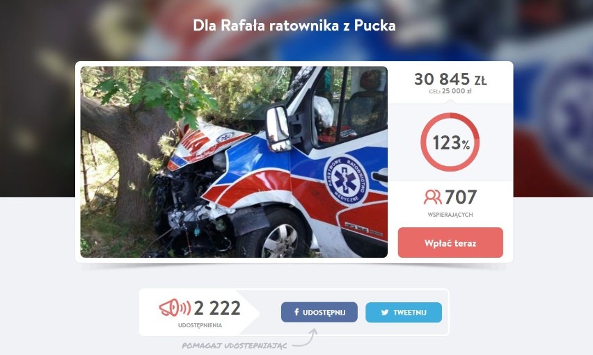 Wypadek karetki w Jastarni: Pomoc dla ratownika medycznego z Pucka organizują jego koledzy z pracy. Rafał, trzymaj się! 