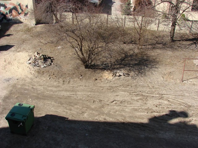 Podwórko przy Orlej zostało wysprzątane we wtorek rano.