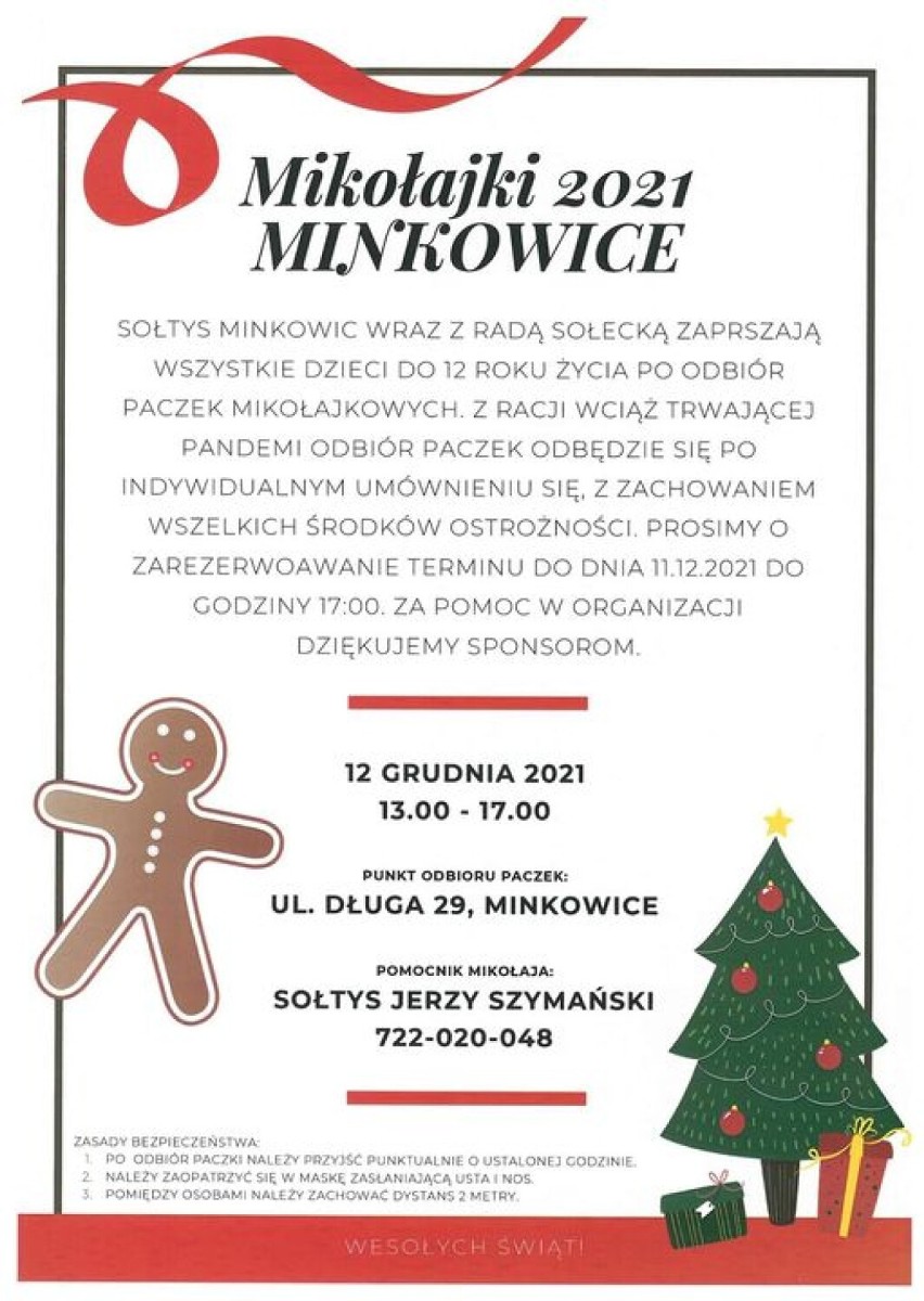 W niedzielę 12 grudnia dzieci z  Minkowic mogą odbierać...