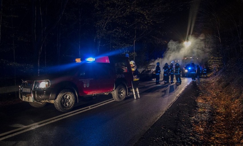 Pożar samochodu w Międzybrodziu Bialskim. Interweniowała straż pożarna [ZDJĘCIA]