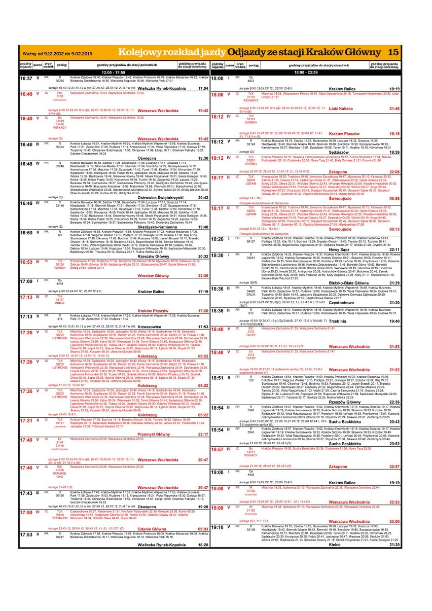 Nowy rozkład jazdy PKP. Sprawdź godziny odjazdów ze stacji Kraków Główny