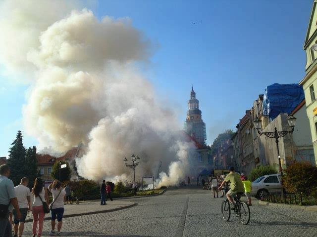 Pożar na rynku w Wodzisławiu