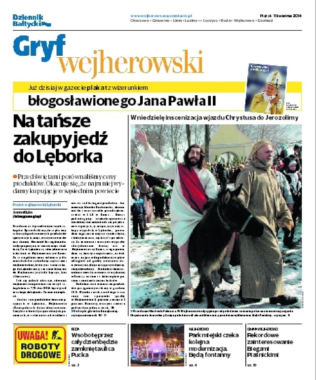 "Gryf Wejherowski" do nabycia w każdy piątek jako lokalny dodatek do "Dziennika Bałtyckiego"