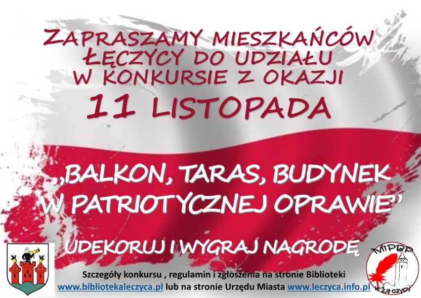 Patriotyczne konkursy dla mieszkańców Łęczycy z okazji 100 rocznicy odzyskania niepodległości