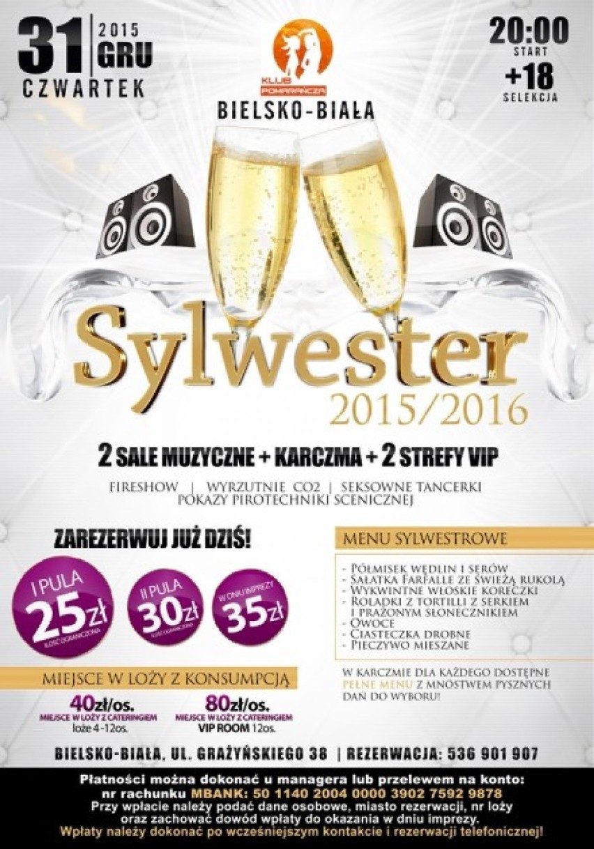 Sylwester 2015/2016 Bielsko-Biała, klub Pomarańcza