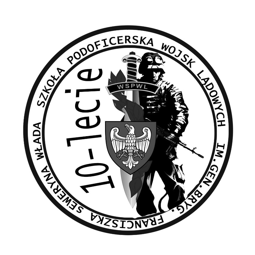 Logo 10-lecia Szkoły Podoficerskiej Wojsk Lądowych w...