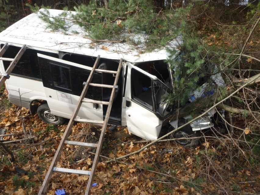 Wypadek w Olkuszu. Bus z niepełnosprawnymi wpadł do rowu. Osiem osób w szpitalu