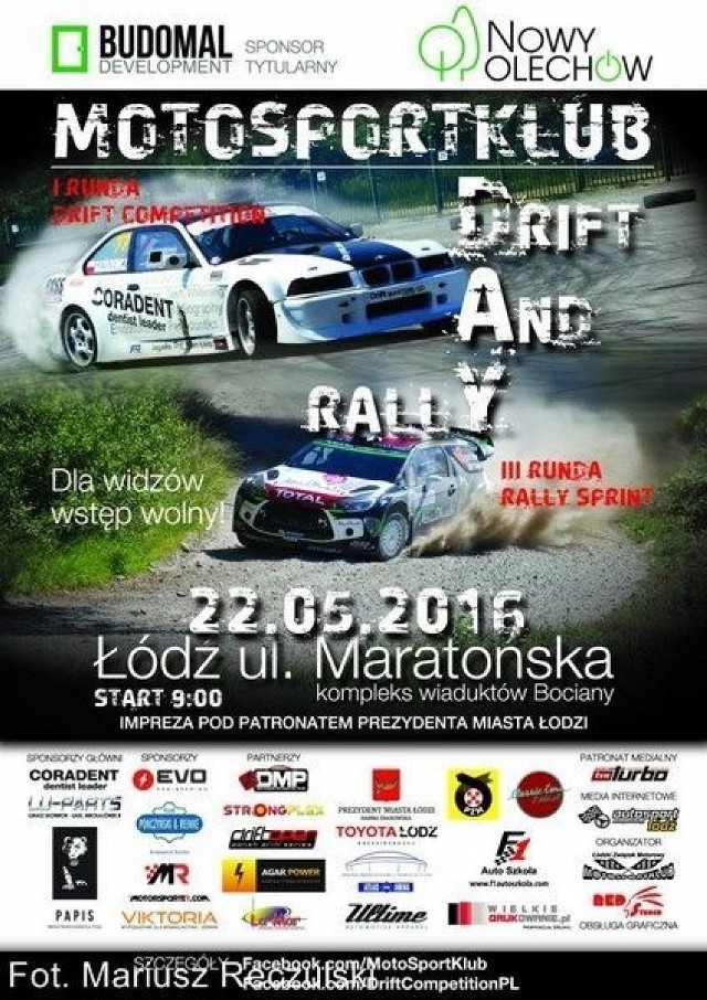 Plakat Drift and Rally w Łodzi.
Fot. Mariusz Reczulski
