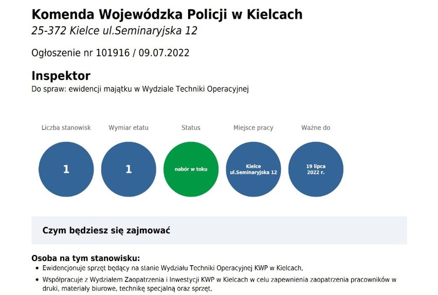 Jest praca w Kielcach! Nowe oferty w urzędach i policji. Na jakie stanowiska trwa rekrutacja? [NOWE OFERTY]