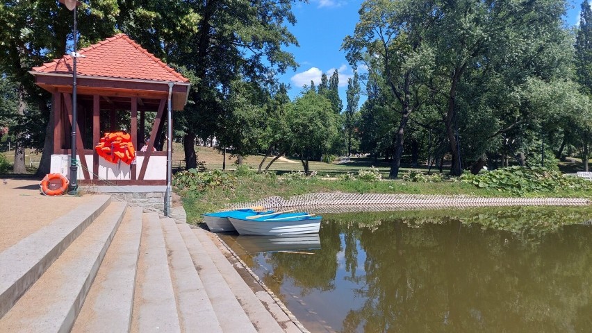 Łódki w parku miejskim w Żarach