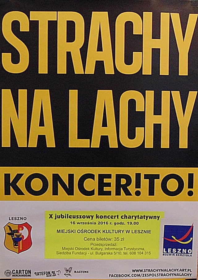 Koncert Strachy na Lachy w Lesznie odbędzie się w piątek, 16 września, w sali Miejskiego Ośrodka Kultury przy ul. Bolesława Chrobrego o godzinie 19.00