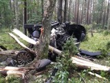 Wypadek na trasie Wierzchucin - Zielonka. Auto ścięło drzewo [zdjęcia]