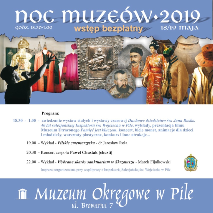 Noc Muzeów 2019 w Pile. Piotr Bukartyk, wystawy, koncerty, spotkania, wykłady i warsztaty [PROGRAM, ROZKŁAD LINII SPECJALNYCH]