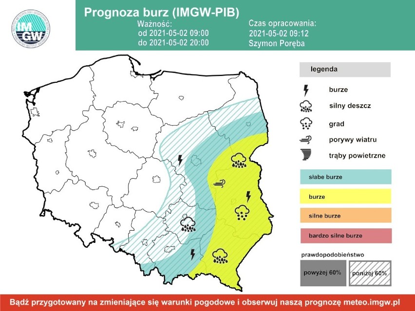 Pogoda na majówkę 2021. IMGW ostrzega: Burze z silnym wiatrem i ulewnym deszczem. Lokalnie grad