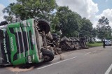 Zablokowany przejazd DK 55 na odcinku Kwidzyn – Gardeja. Przewróciła się ciężarówka wioząca drewno 