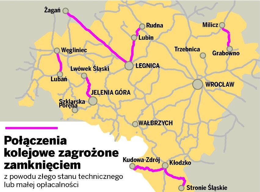 Dolny Śląsk:PKP zamknie niektóre linie?