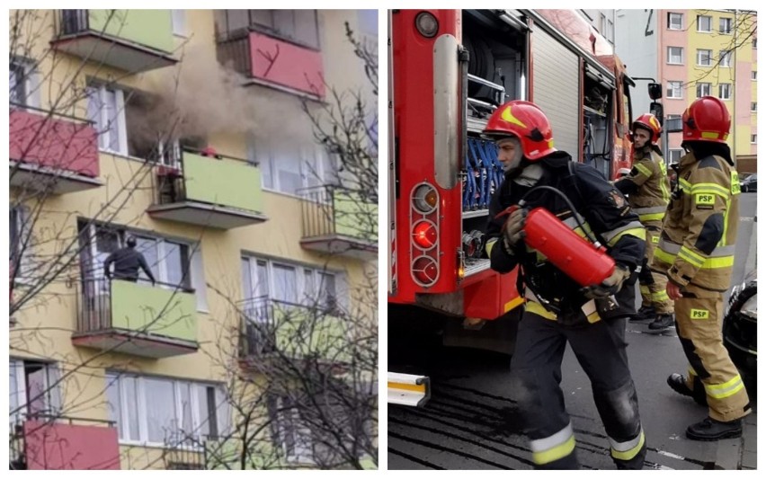 Pożar w mieszkaniu na ulicy Broniewskiego we Włocławku [zdjęcia, wideo]