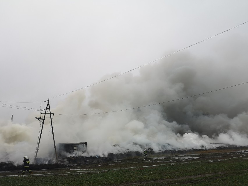 Strażacy nadal walczą z pożarem składowiska opon w Raciniewie Pod Chełmnem