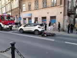 Zderzenie jednośladu z samochodem w centrum Lublina. Motocyklista został ranny
