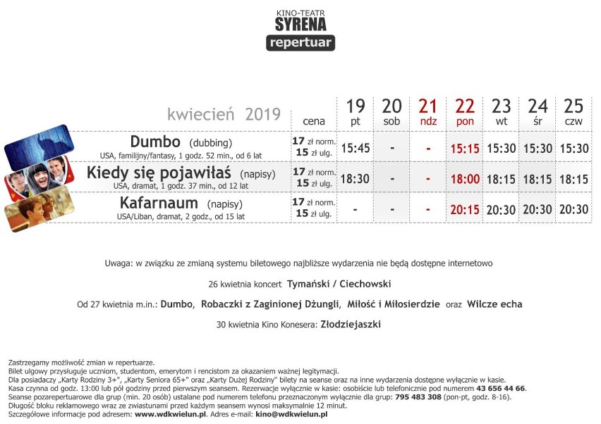 Repertuar kina Syrena w Wieluniu od 19 do 25 kwietnia [ZWIASTUNY]