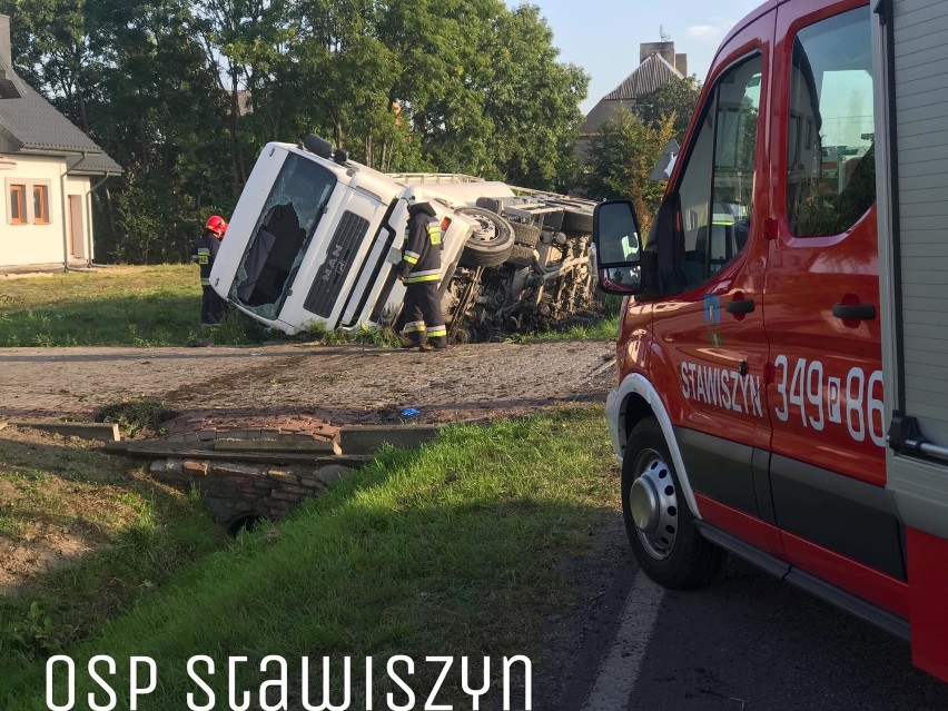 Wypadek ciężarowej cysterny w Zbiersku w powiecie kaliskim