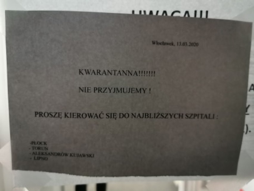 SOR i Izba Przyjęć w szpitalu we Włocławku zamknięte! Kwarantanna w obawie przed koronawirusem