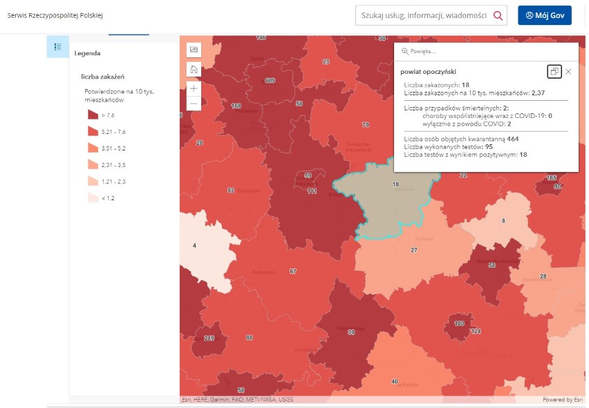 Koronawirus w powiecie opoczyńskim. Od poniedziałku ponad 40 zakażeń, dwa zgony