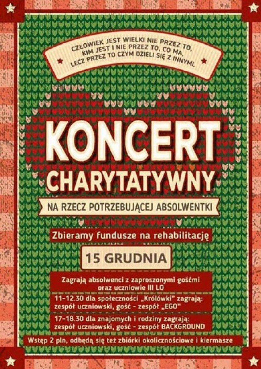 Koncert charytatywny i kiermasz dla Kasi w III LO w Inowrocławiu [zdjęcia]